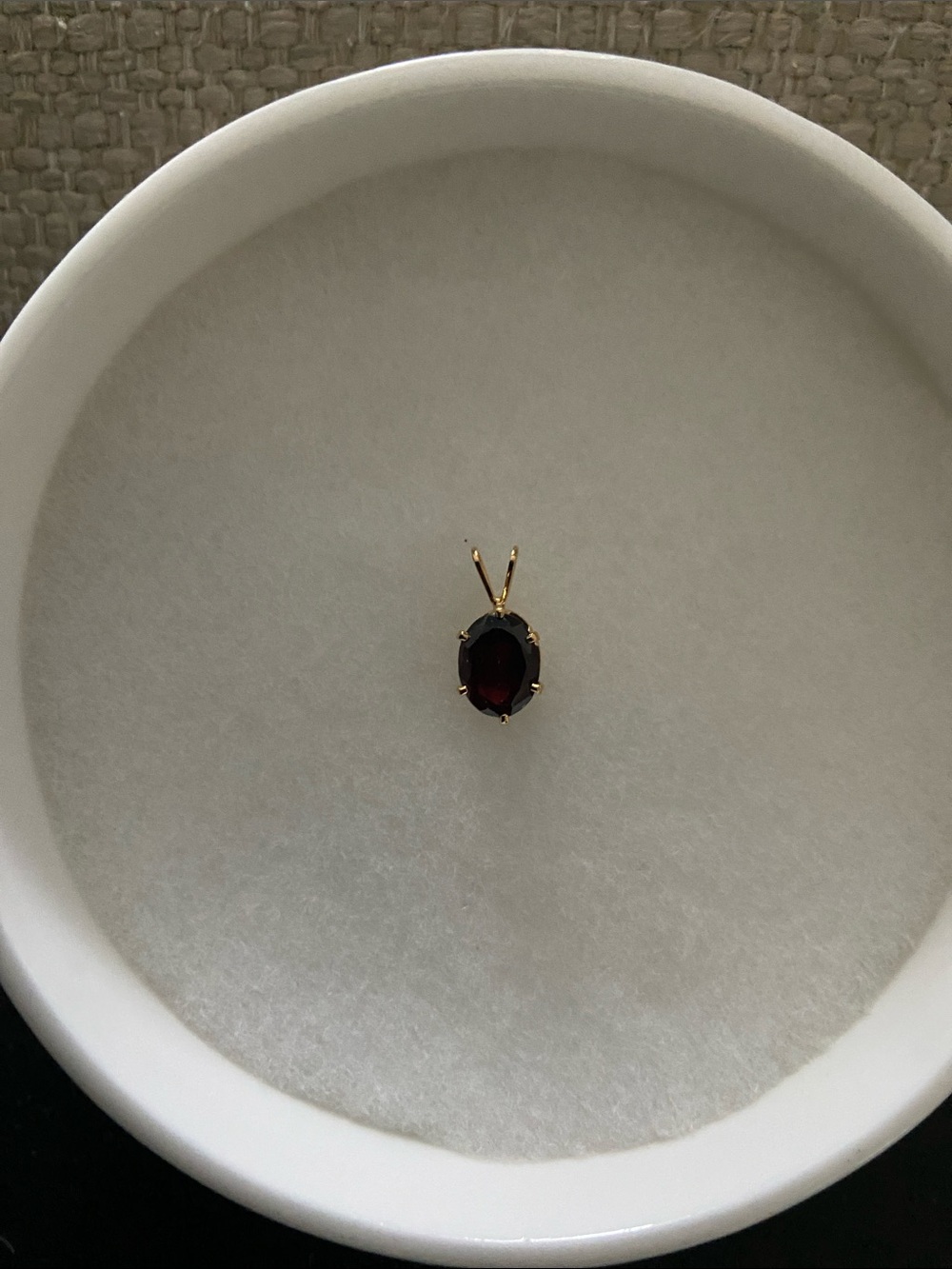 Gold Garnet Oval Pendant - Classic Deep Red Women’s Necklace Charm